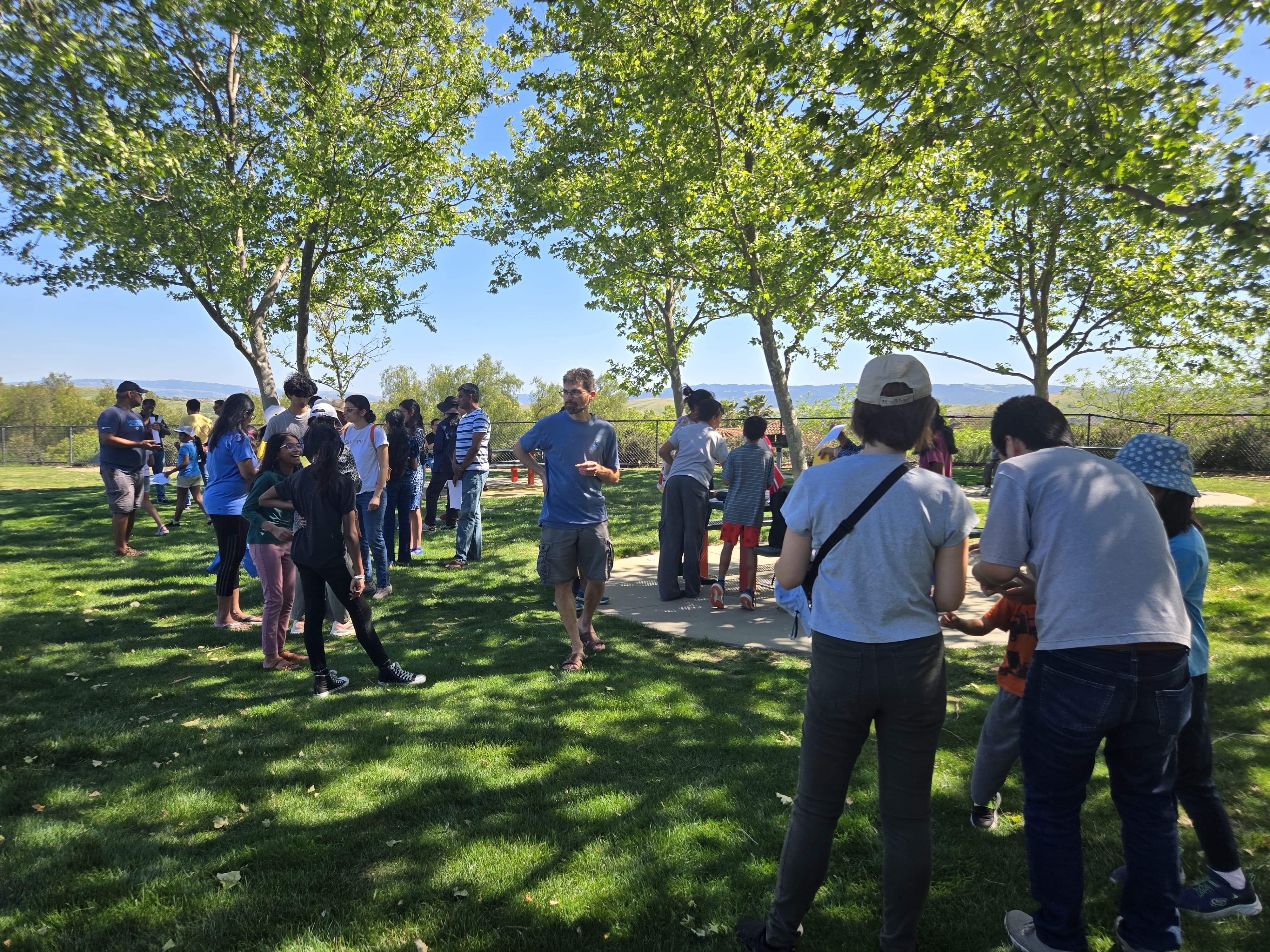 Large gathering of math enthusiasts and families